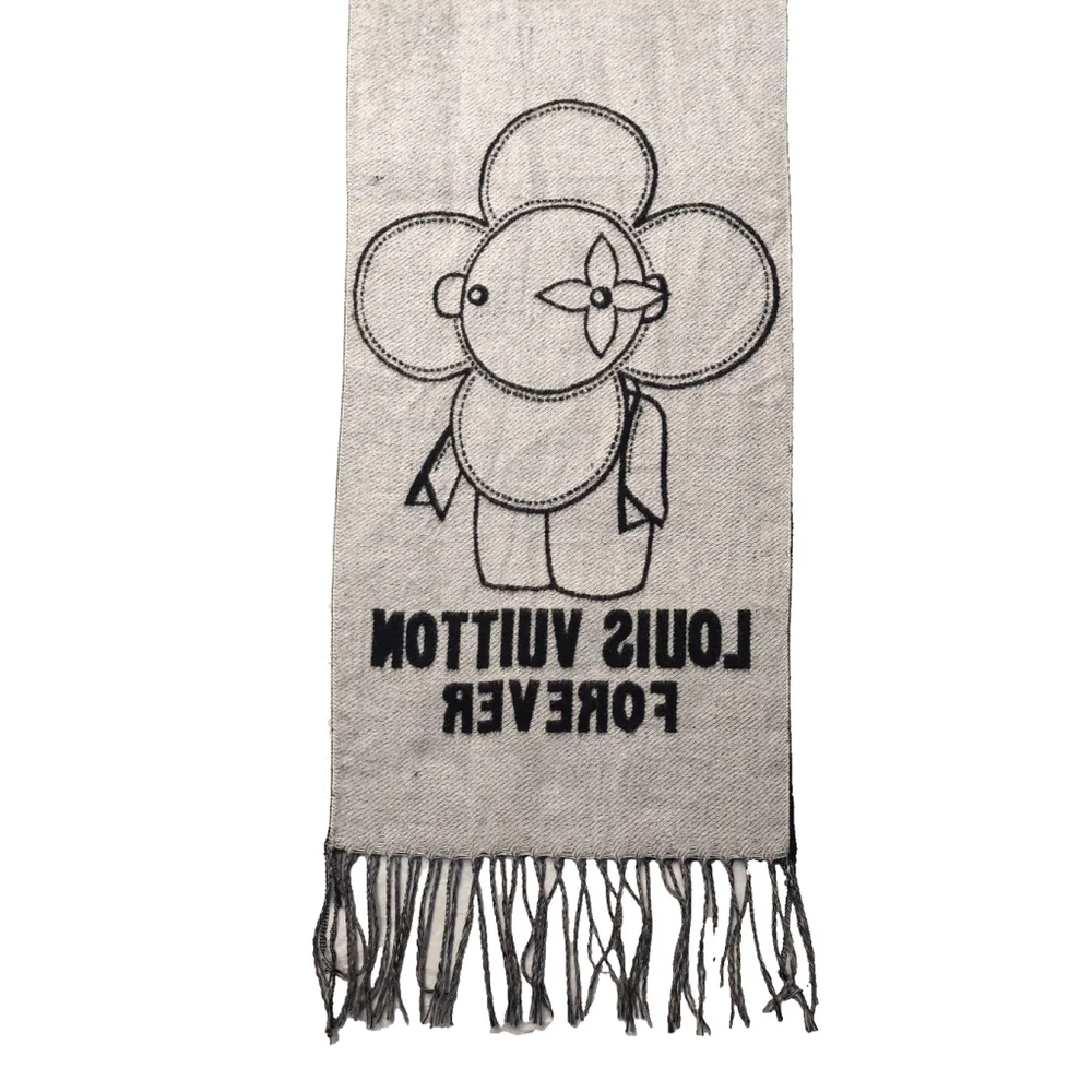 Louis Vuitton LV Forever Reversible Gray Black Cashmere Scarf Pre-Owned - Picture 12 of 16